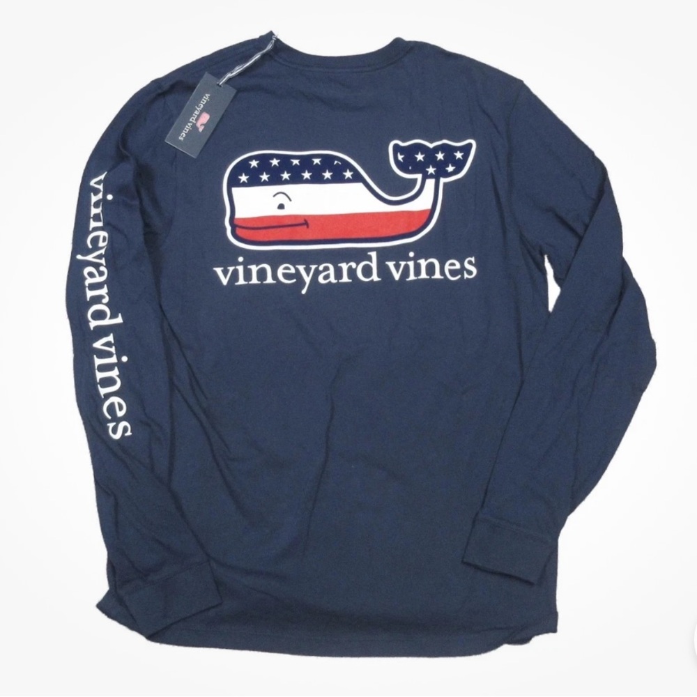 NWT Vineyard Vines Men's Deep Blue Long Sleeve Tee - Picture 5 of 6